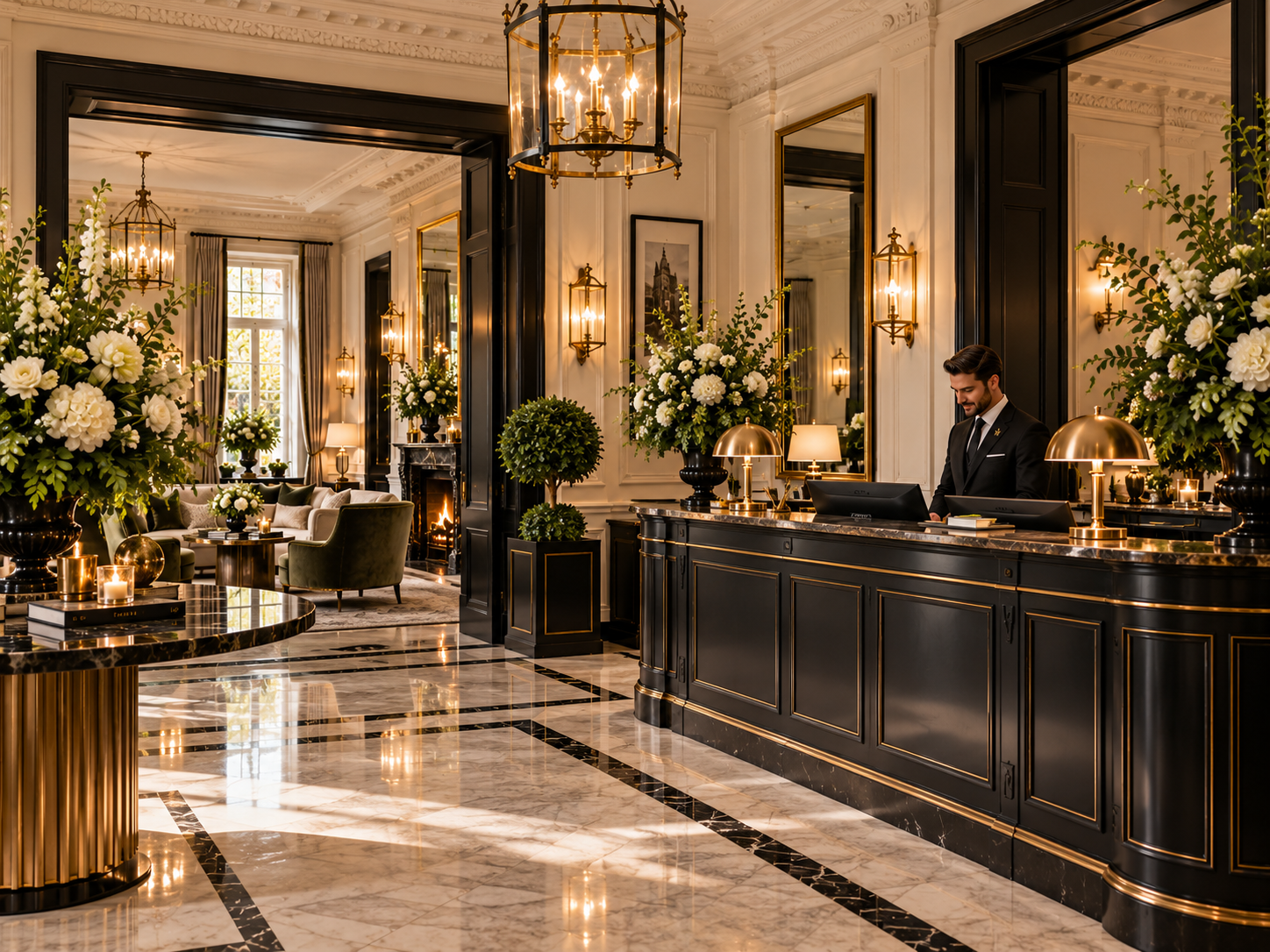 Our reception desk — personalised hospitality from the moment you arrive.